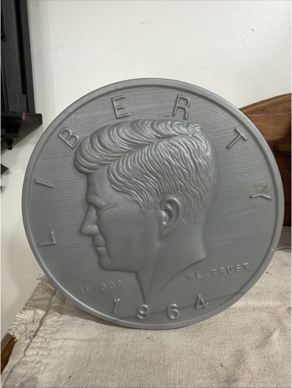 Blow Mold John F Kennedy Presidential Coin Bank Plastic 1964 Half Dollar 9” VTG